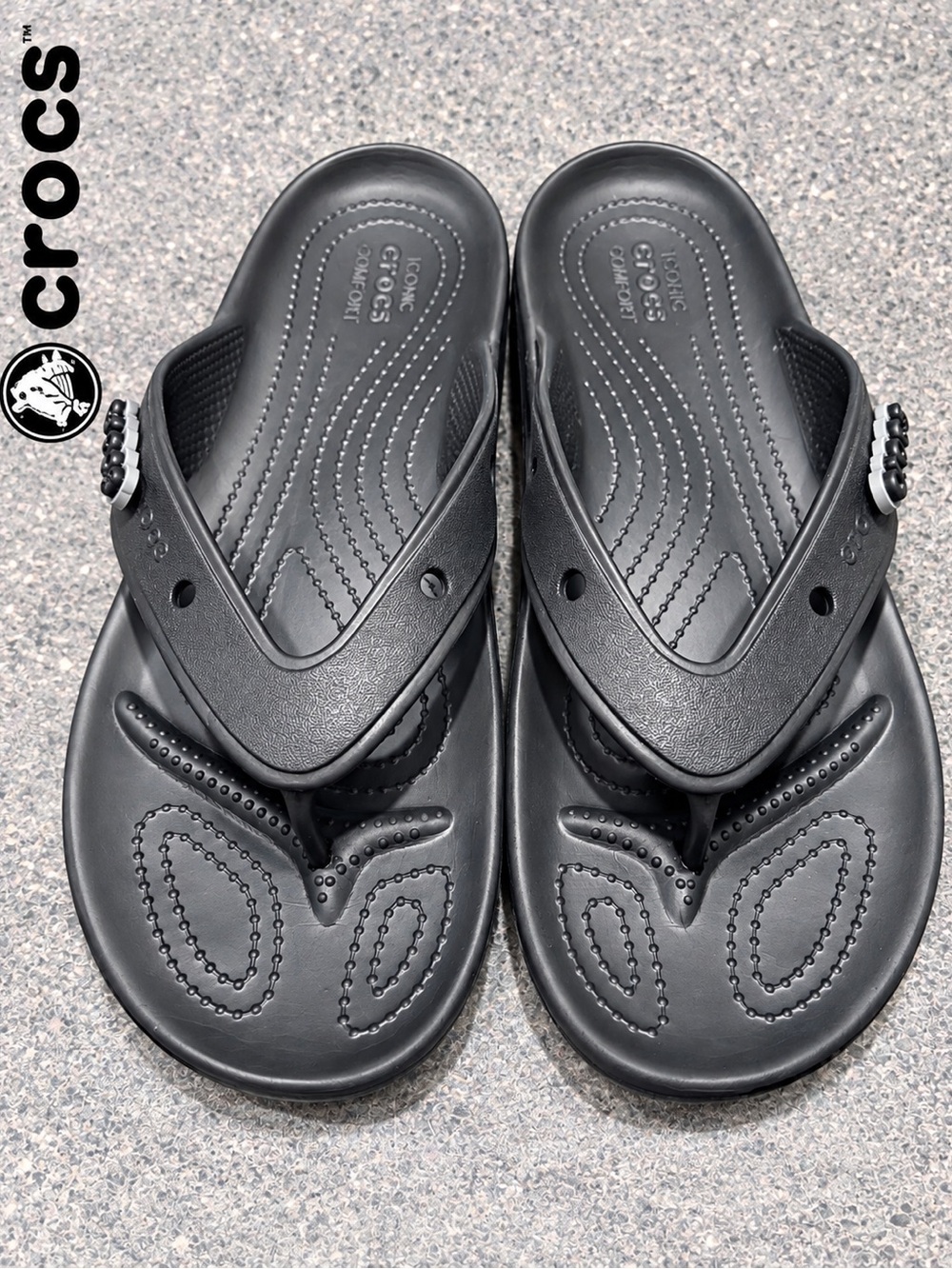 CROCS Men’s Black Comfort Flip Sandals